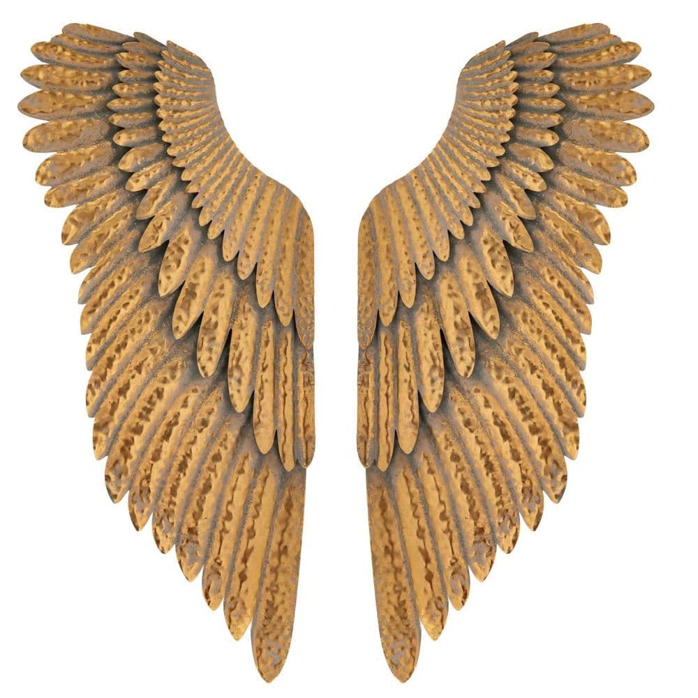 Set 2 Aripi Decorative Antique Gold din Metal 32x3x84cm