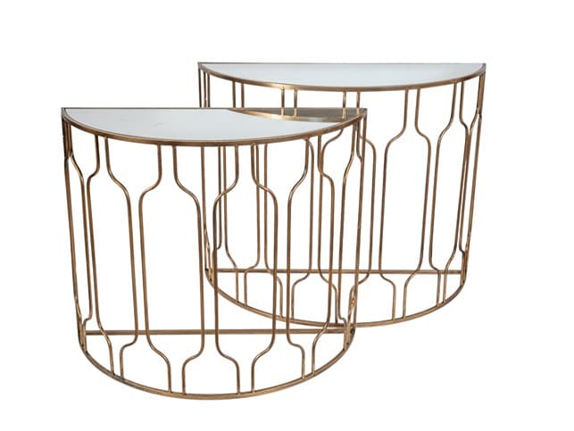 Set 2 Console Gold din Metal cu Oglinda 100x41x81cm