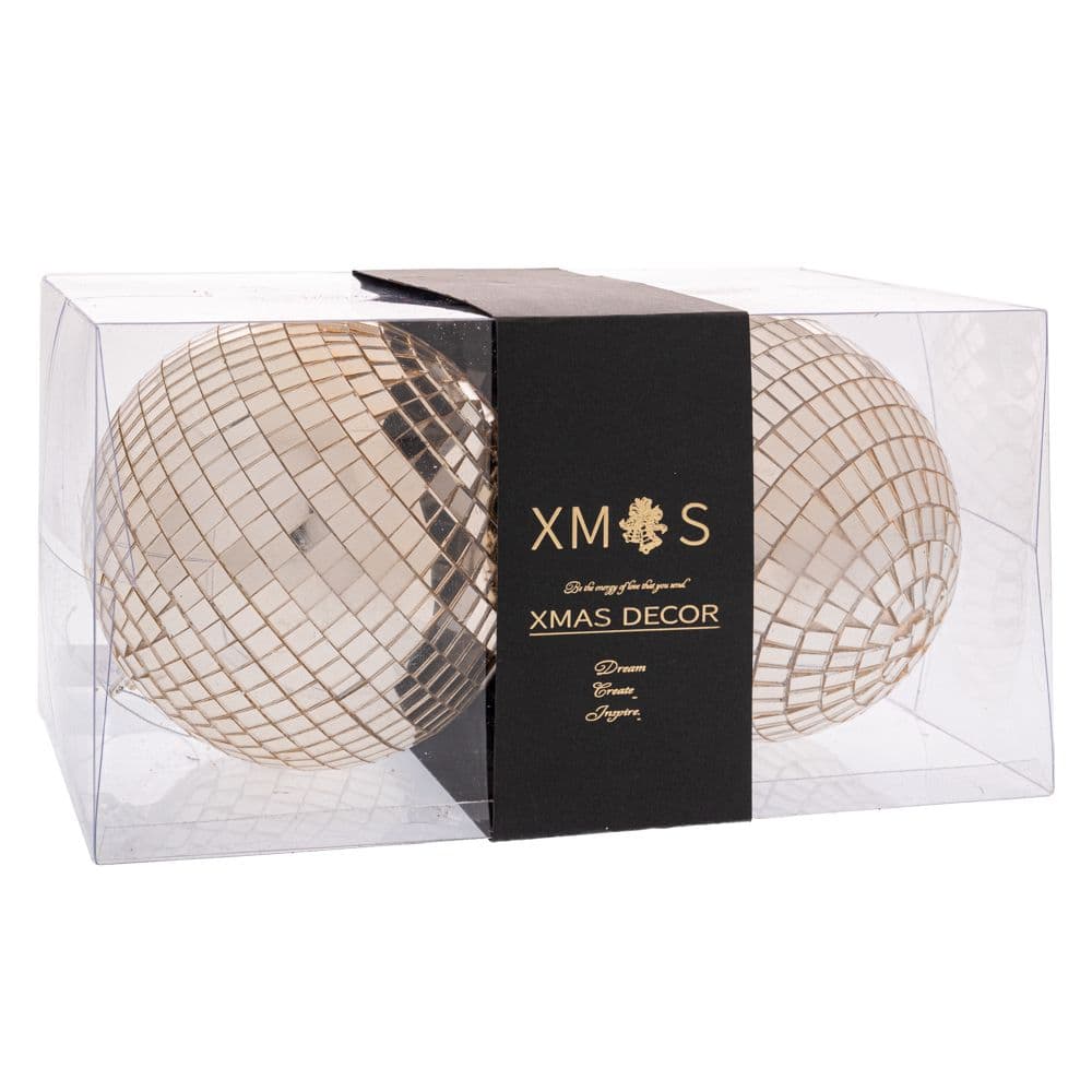 Set 2 Globuri Champagne Disco D15cm