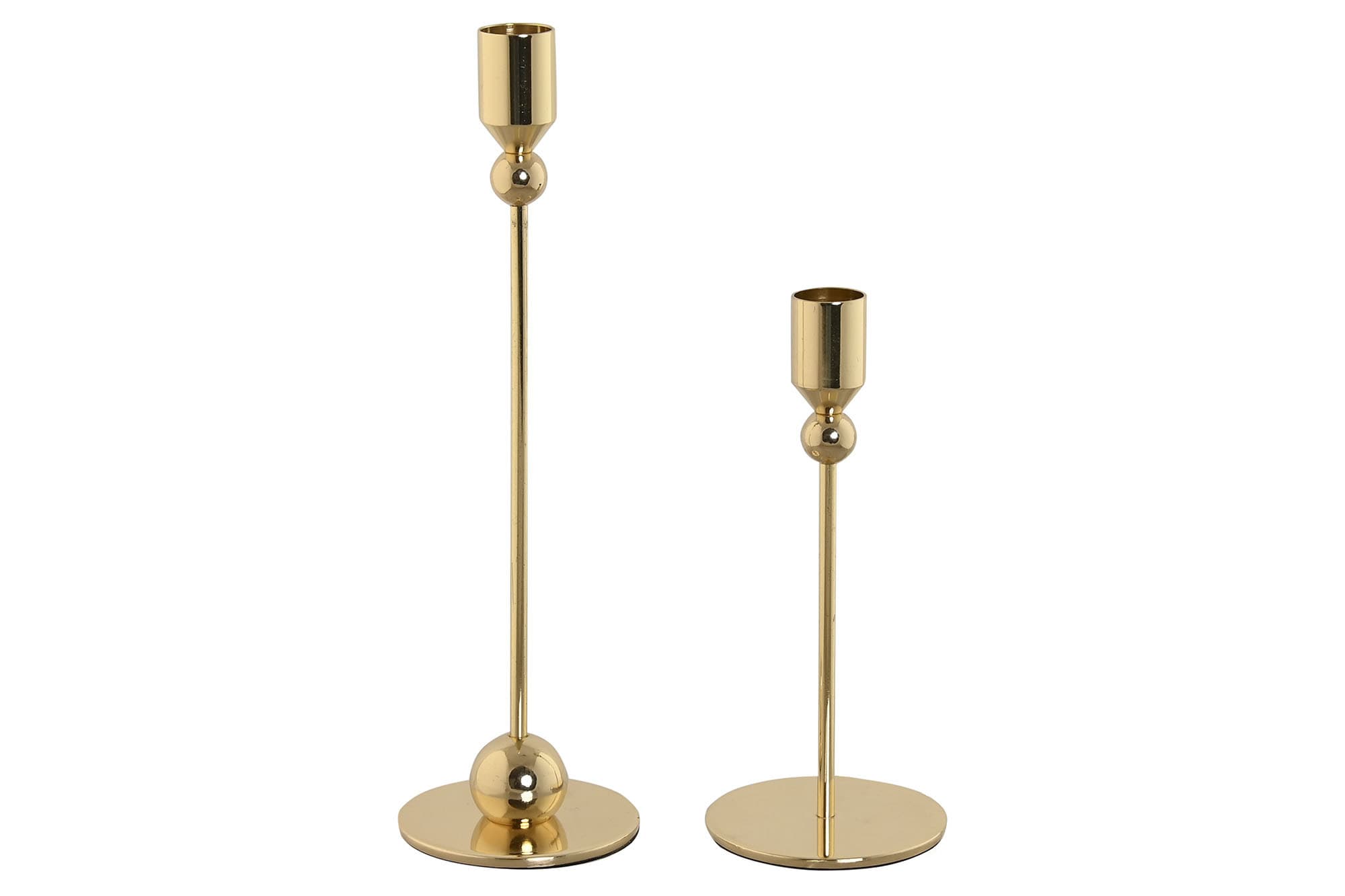 Set 2 Suporturi pentru Lumanare Gold din Metal D8x27cm