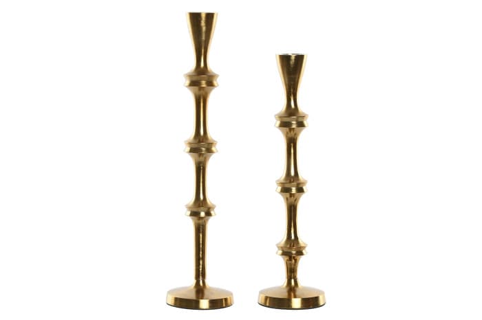 Set 2 Suporturi pentru Lumanari Gold din Aluminiu D8x36cm