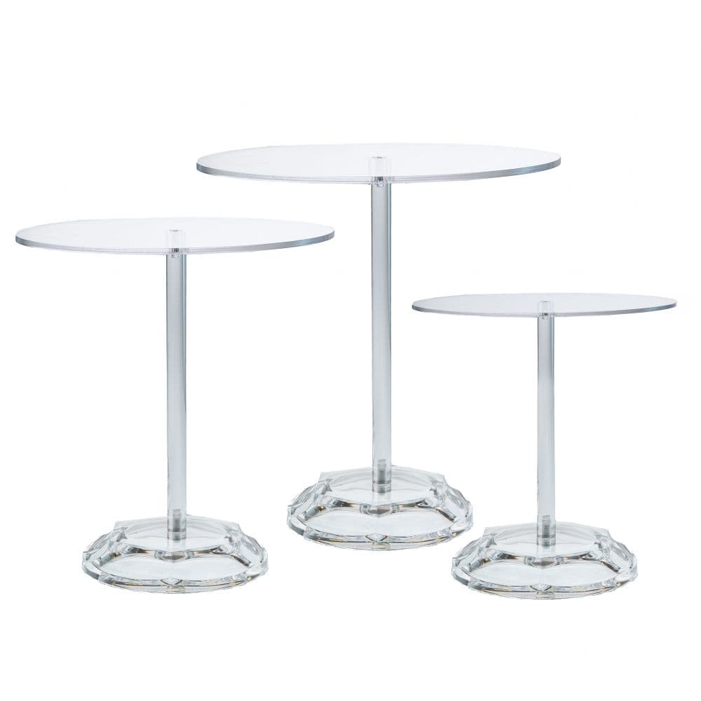 Set 3 Etajere Transparente din Acril D20x19, D24x24cm, D30x29cm
