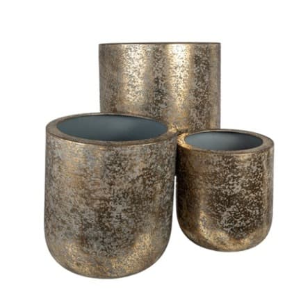 Set 3 Ghivece Antique Gold din Metal D40x40cm