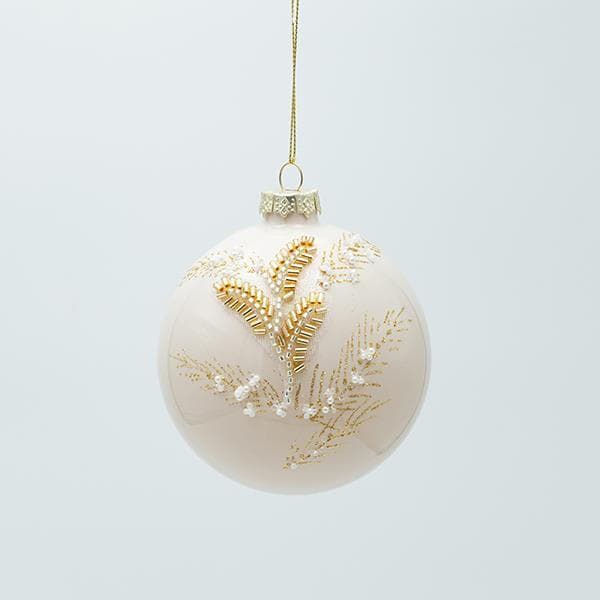 Set 4 Globuri Gold Leaves din Sticla D10cm