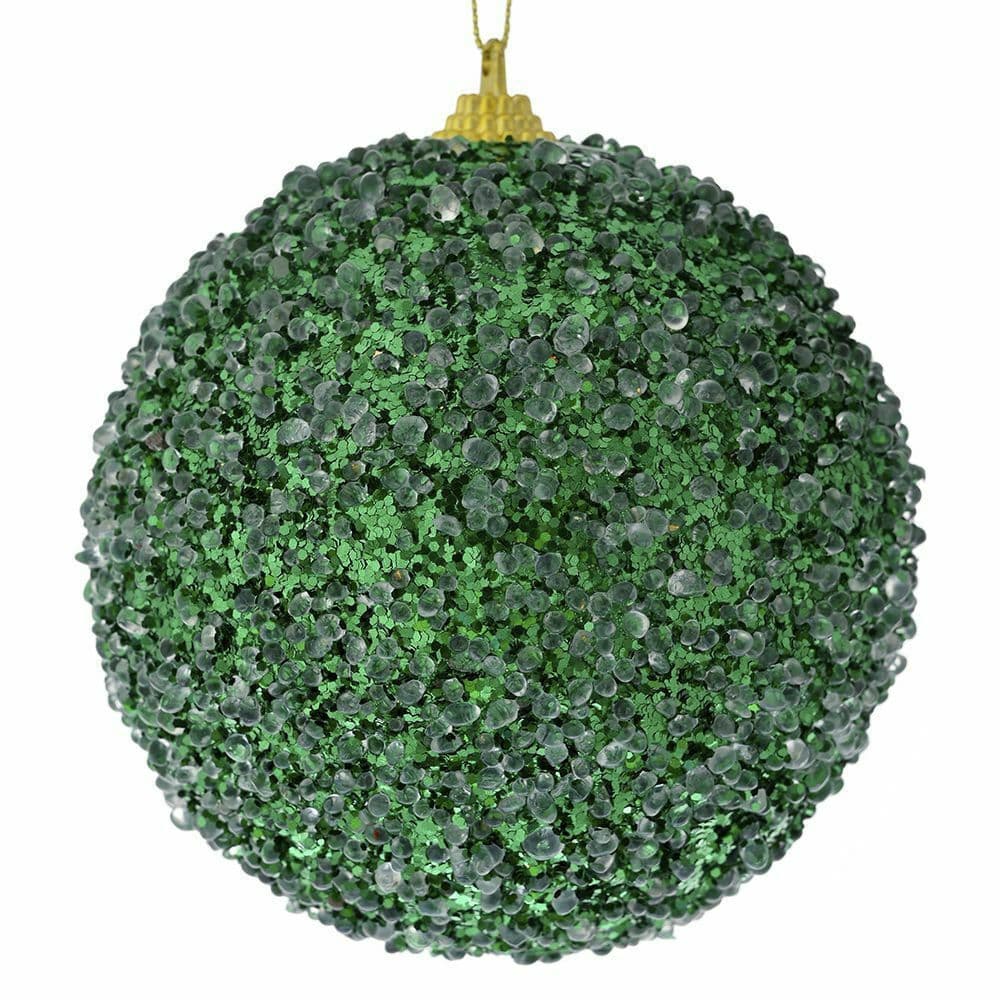 Set 4 Globuri Green Glitter 10cm