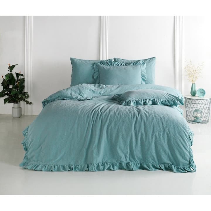Set Lenjerie pentru Pat Limasso Stonewashed Exclusive Mineral Blue