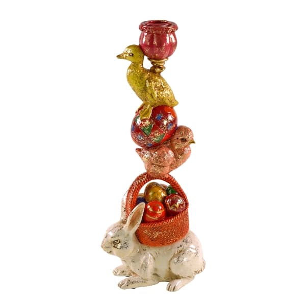 Suport pentru Lumanare White Red Rabbit din Rasina 14x9x33cm