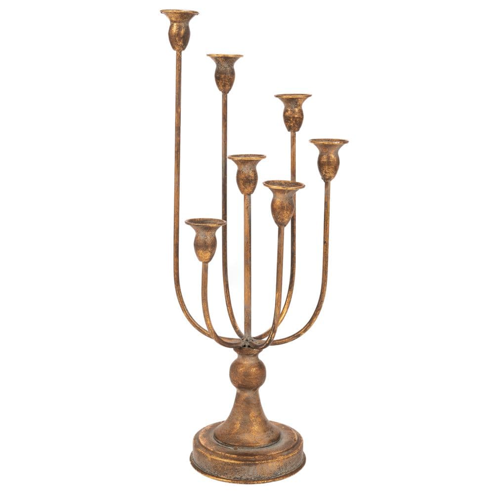 Suport pentru Lumanari Gold din Metal 20x20x51cm