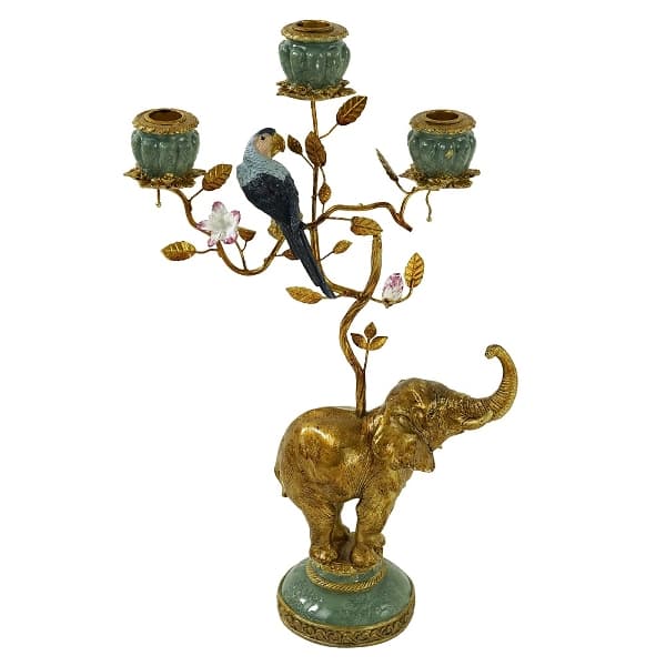 Suport pentru Lumanari Golden Elephant din Rasina 28x11x47cm