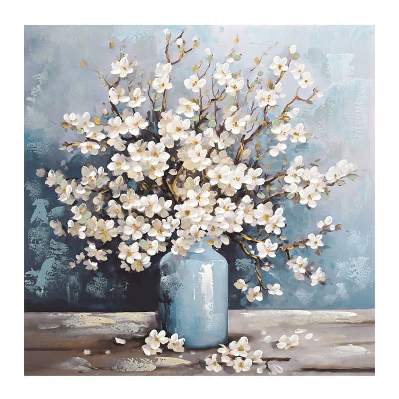 Tablou Blue White Vase of Daisies 80x80cm