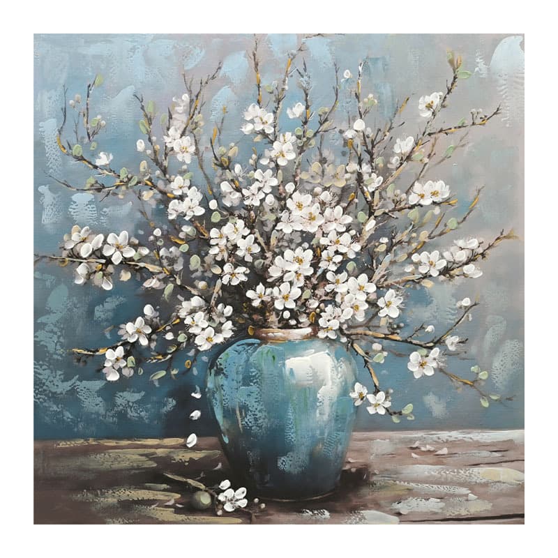 Tablou Blue White Vase of Daisies 80x80cm