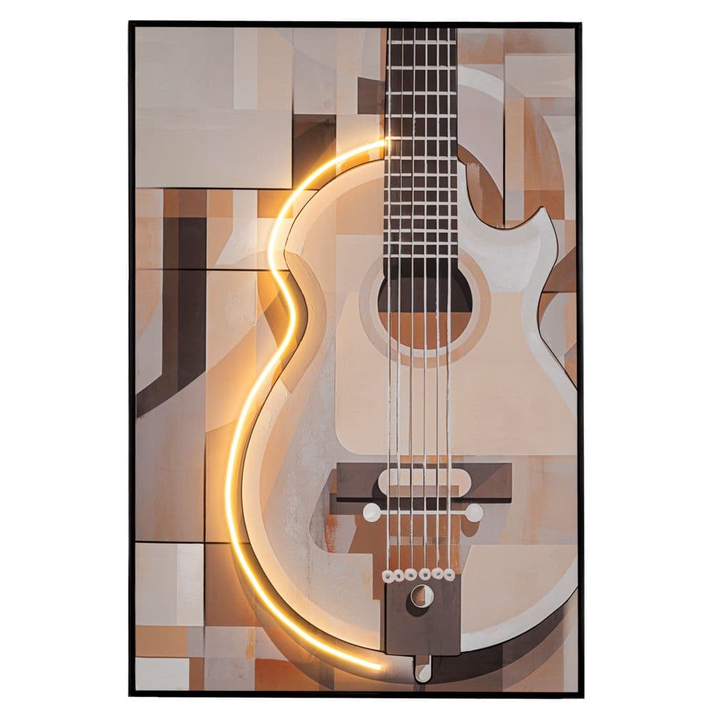 Tablou Brown Cream Guitar cu LED 80x120cm