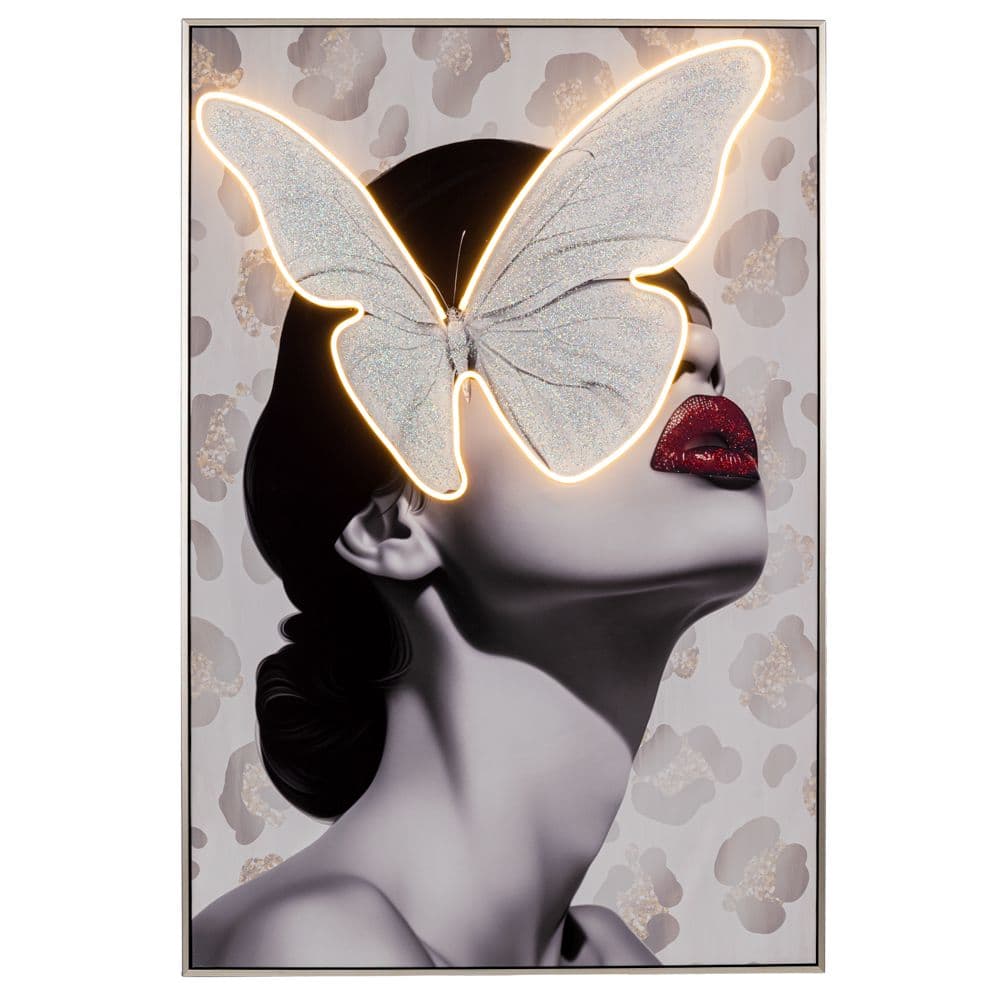 Tablou Butterfly Woman cu LED 80x120cm