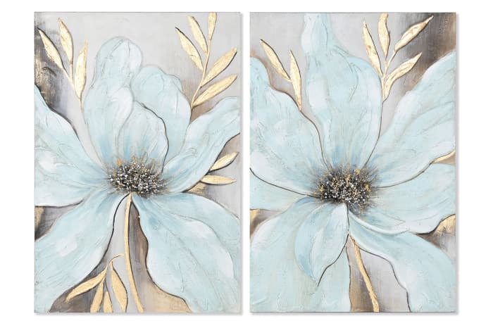 Tablou Light Blue Golden Flower 60x90cm