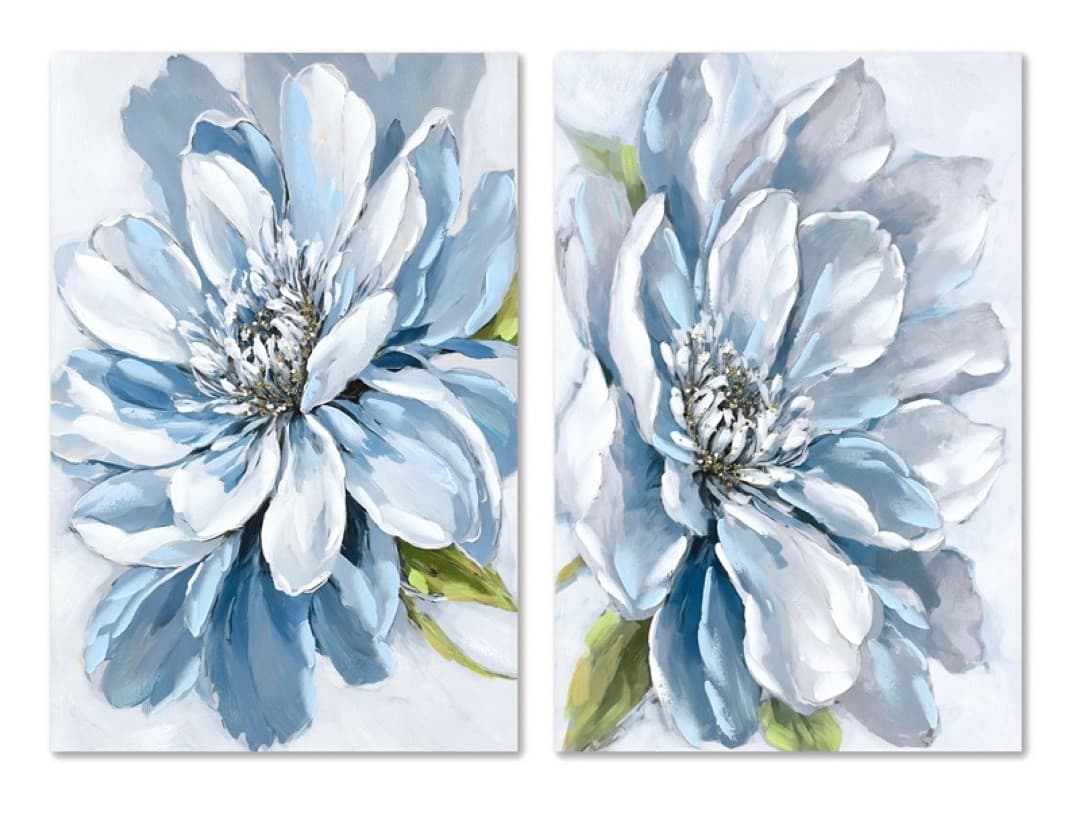 Tablou White Blue Flower 60x3x90cm