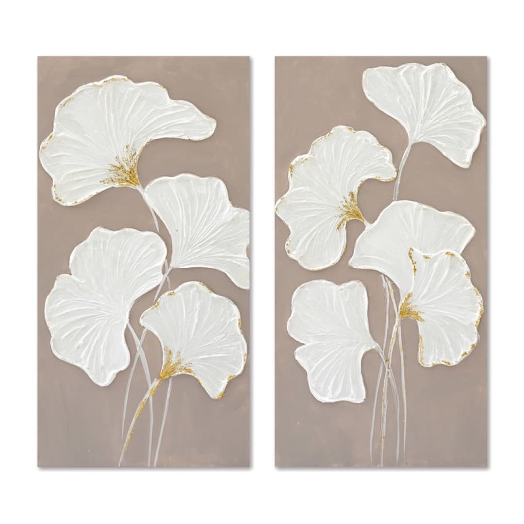 Tablou White Ginko Leaves 30x3x60cm