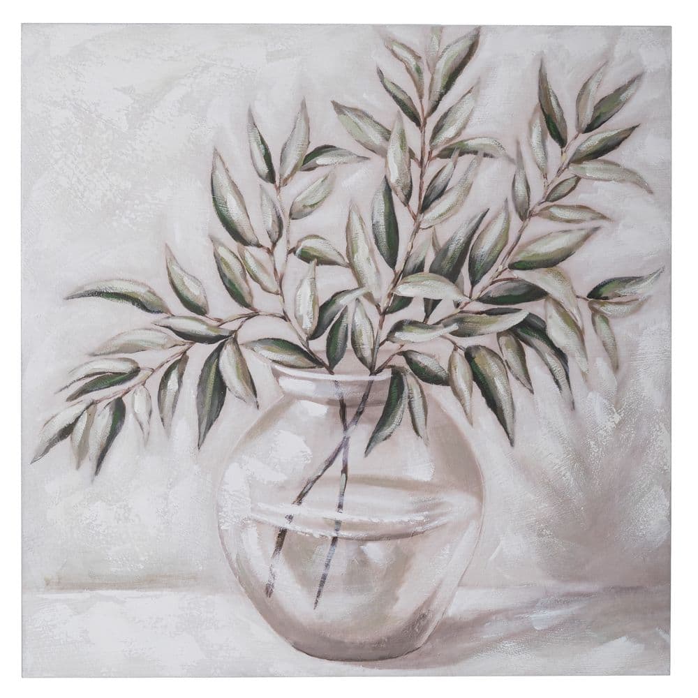 Tablou White Green Plant Vase 80x80cm