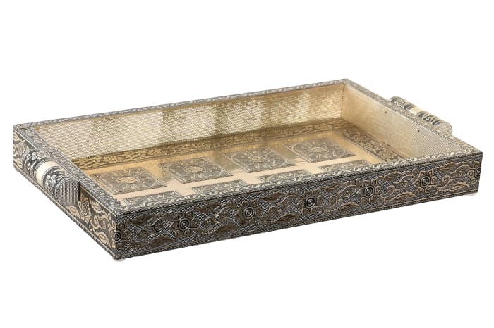 Tava Champagne din Lemn cu Aluminiu 36x22x4cm