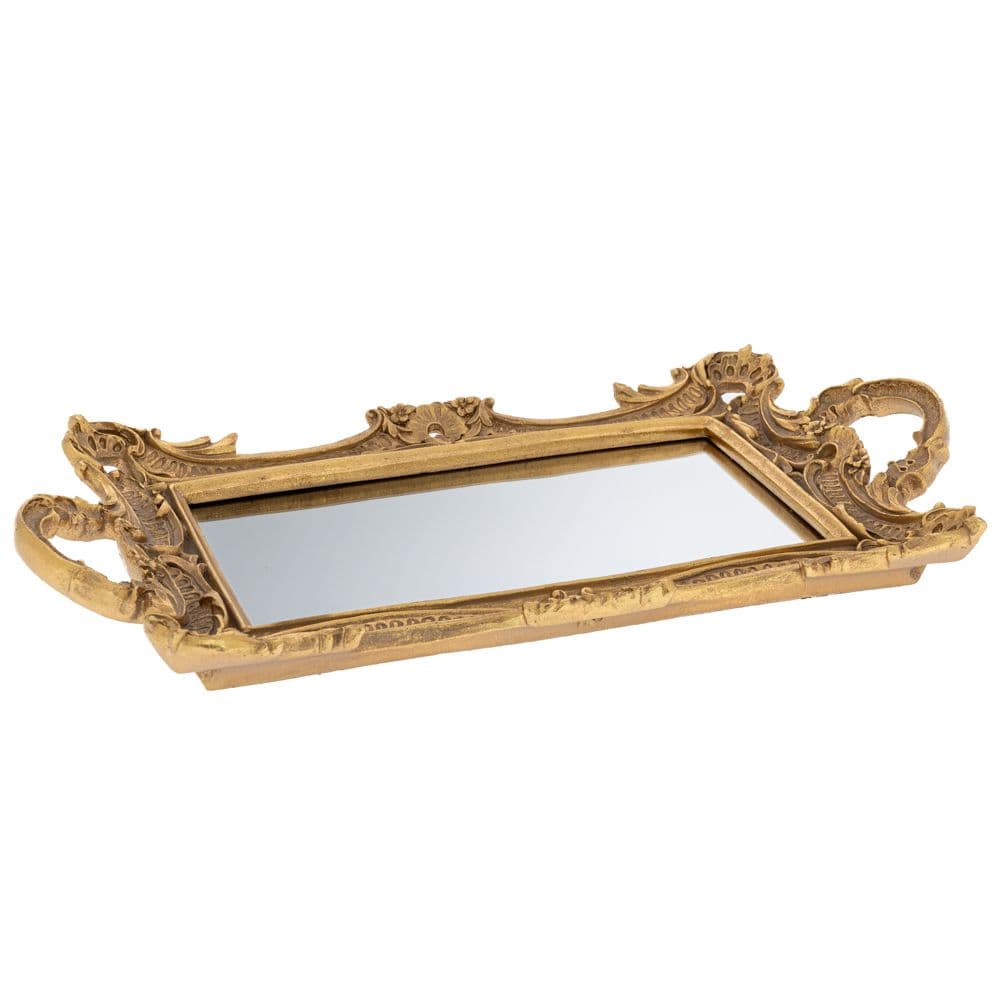Tava cu Oglinda Gold din Rasina 40x22x4cm