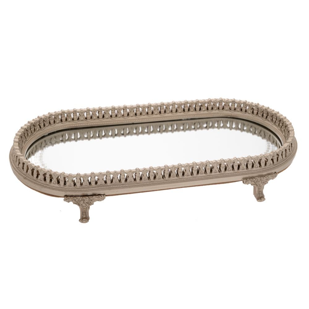 Tava Silver din Rasina cu Oglinda 41x20x6cm