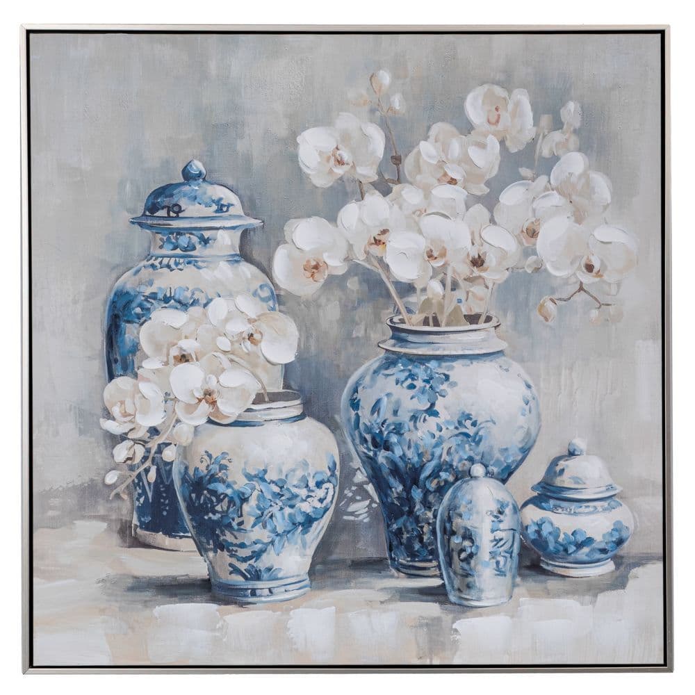 Tavlou Wihe Blue Vases 80x80cm