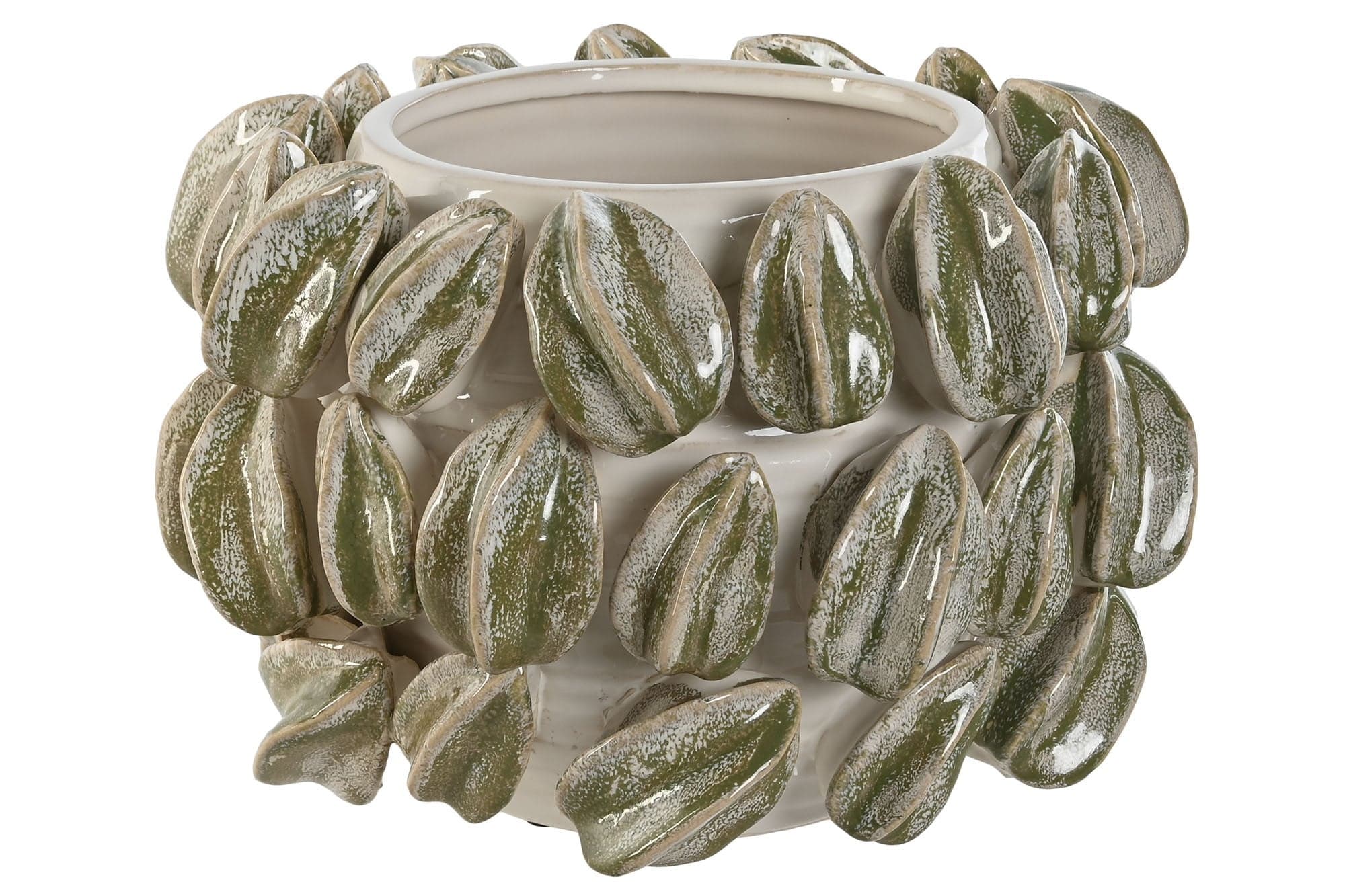 Vaza White Green Carambola din Ceramica D30x19cm